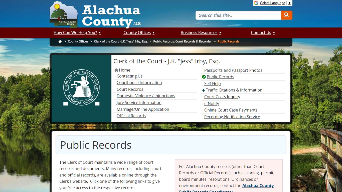 Public Records - Alachua County