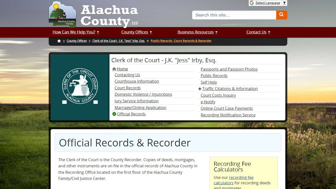Official Records & Recorder - Alachua County