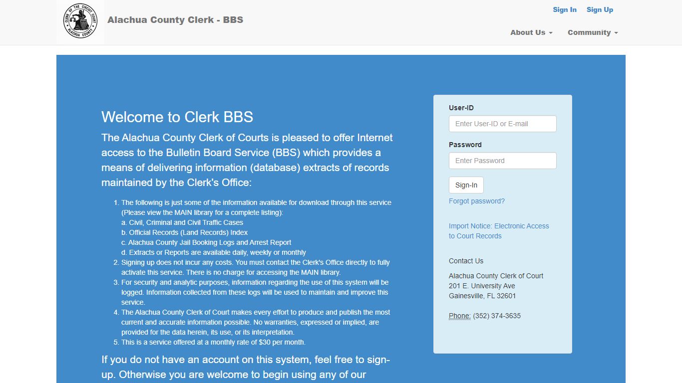 Alachua County Clerk - BBS